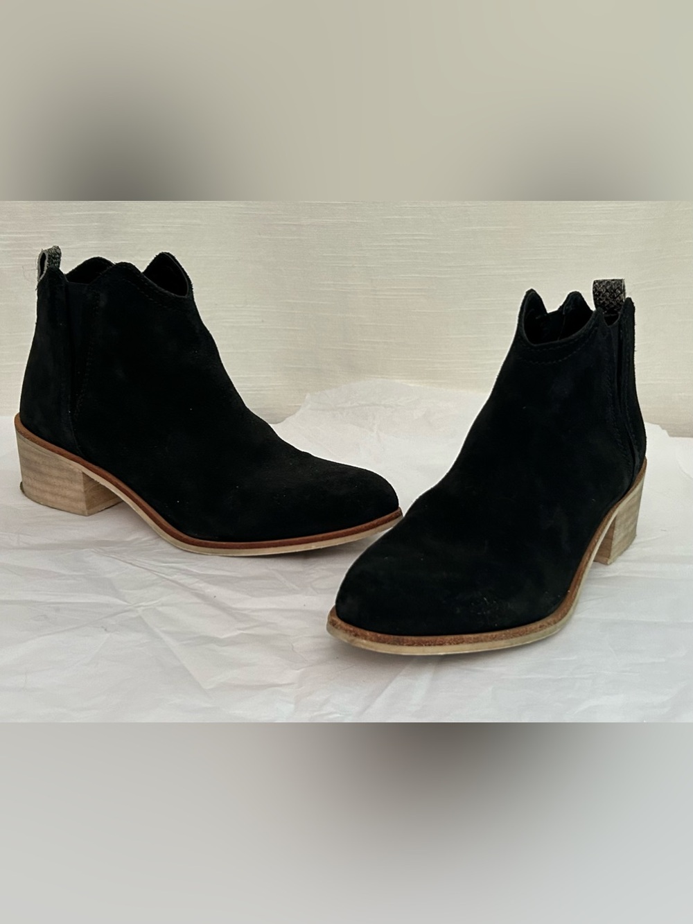 Crevo Black Suede Chukka‎ Boots with Stacked Wood Heel